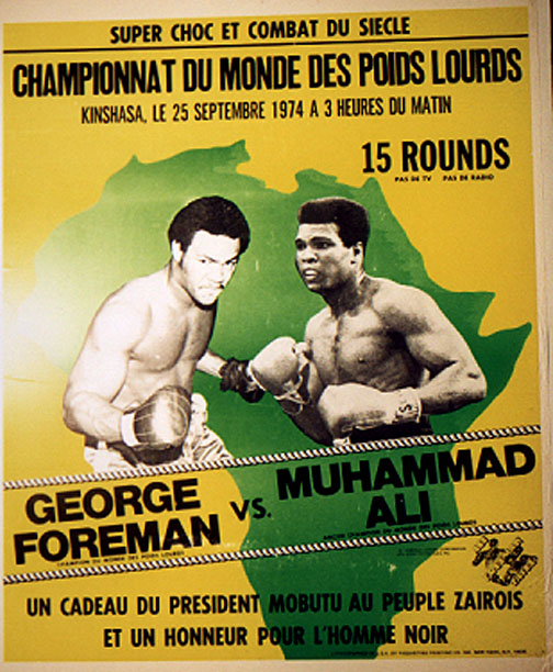 Plakat mit Ankündigung Boxkampf in Kinshasa (c) wikimedia commons